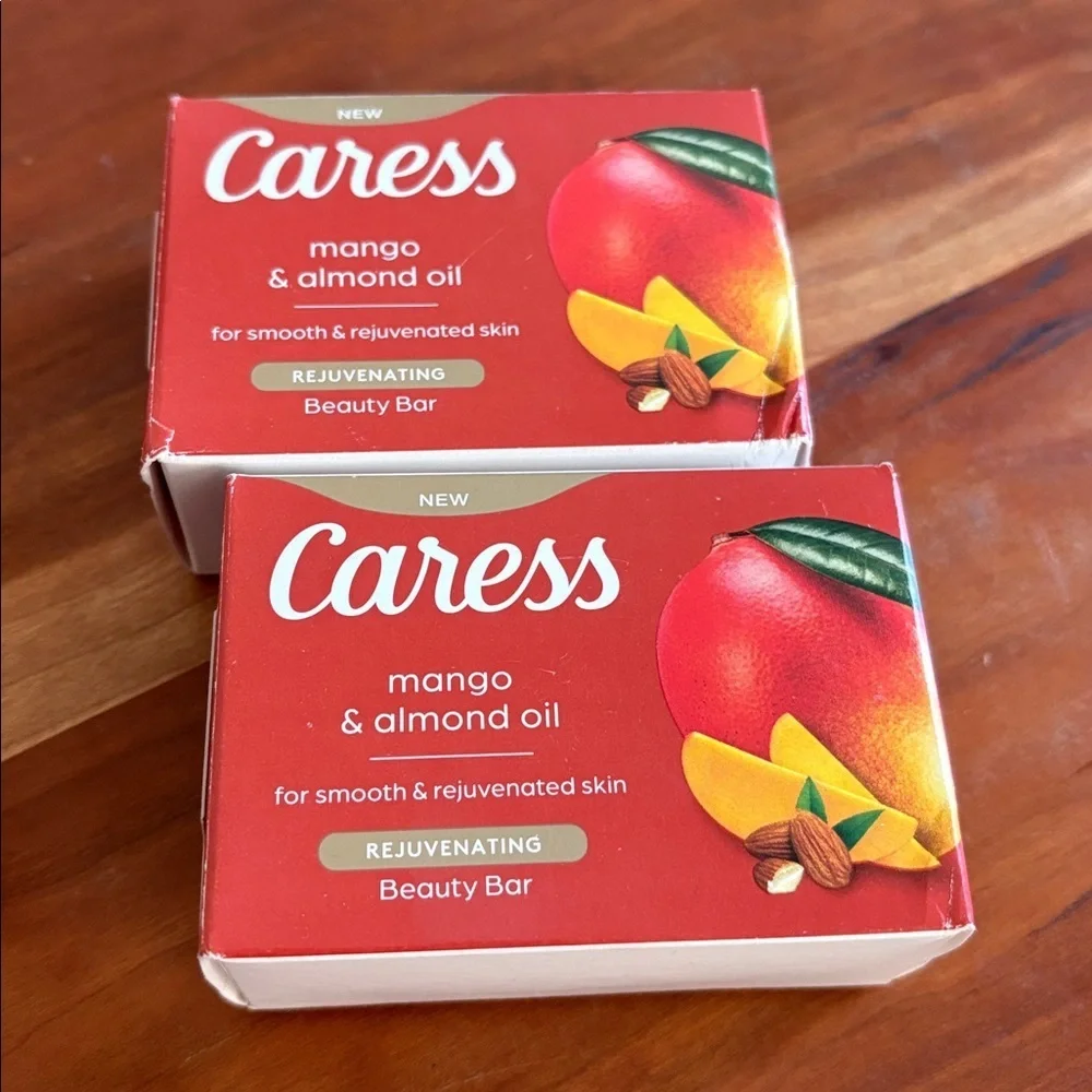 2 Bars Caress Rejuvenating Beauty Bar Soap Mango and Almond Oil